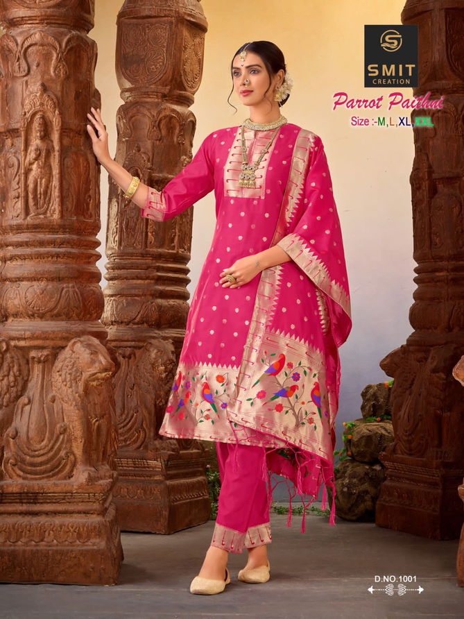 Parrot Paithani Smit Creation Wedding Wear Wholesale Readymade Suit Catalog